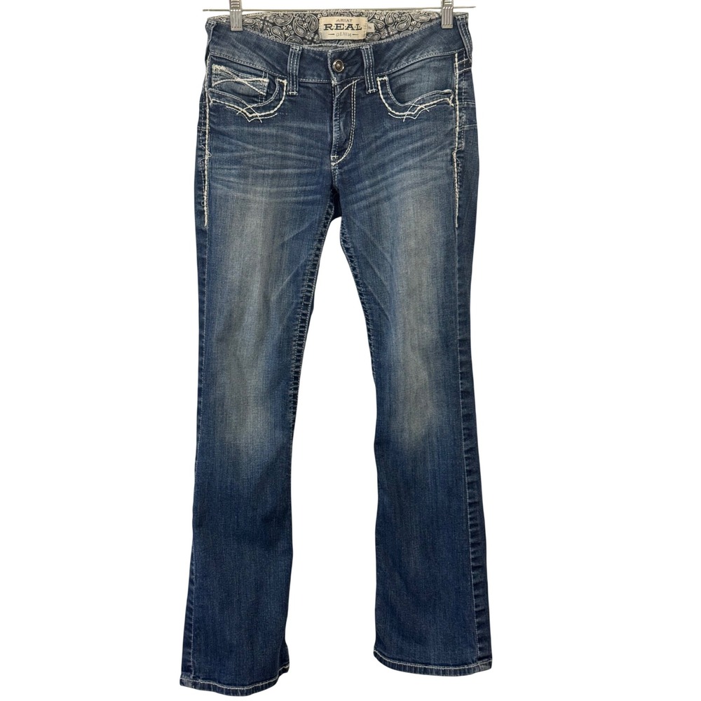 Ariat REAL Denim Women 29R Medium Wash Bootcut Western Jeans Embroidery